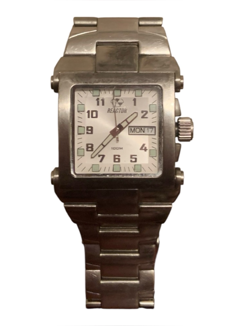 Reactor Rare Stainless Steel Square Men's Watch - Silver & White